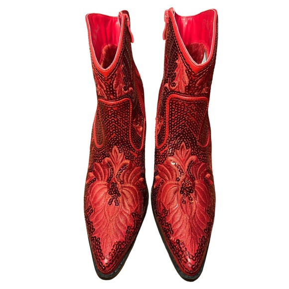 Helen’s Heart Shoes - Helen’s Heart Short Red Sequined Boots NWOB